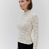 RWDelicia Lace LS T-Neck T-Shirt - Ivory