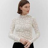 RWDelicia Lace LS T-Neck T-Shirt - Ivory
