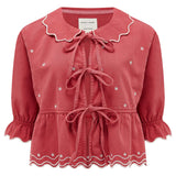 Ana Tie Blouse - Vintage Red