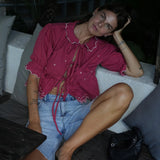 Ana Tie Blouse - Vintage Red
