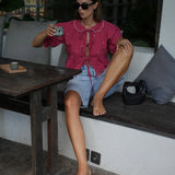 Ana Tie Blouse - Vintage Red