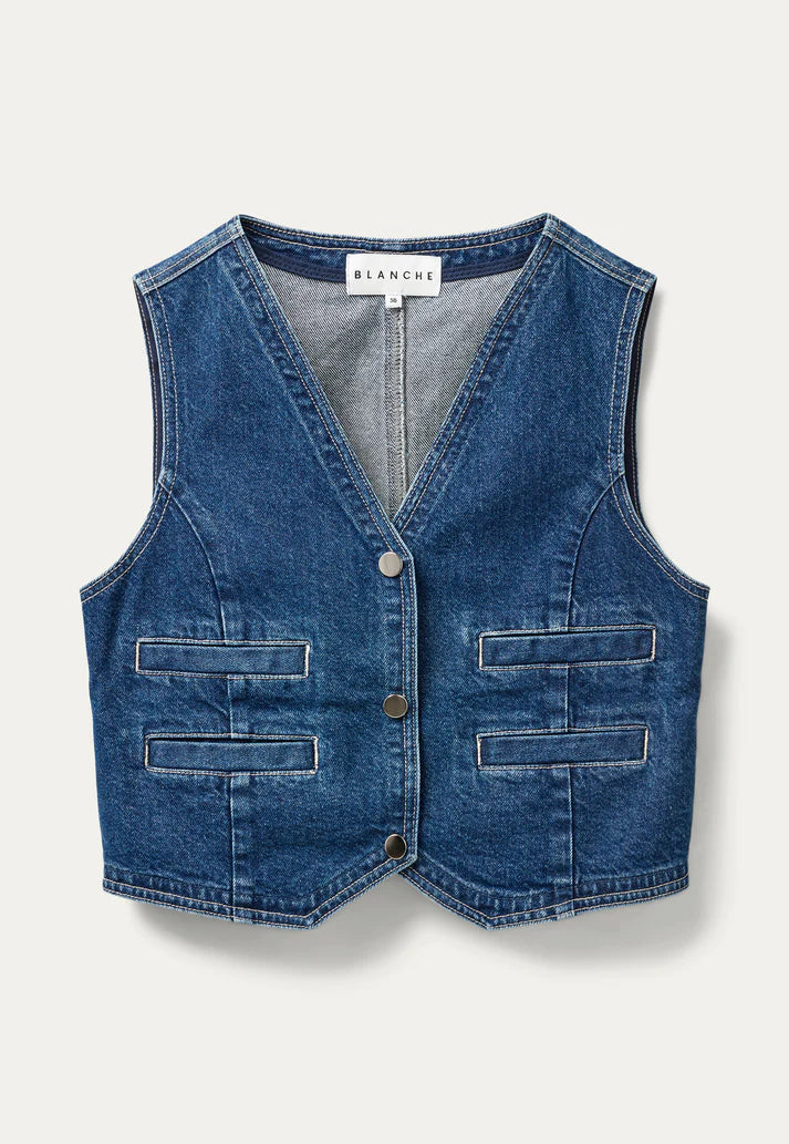 Blanche Wayne Waistcoat - Mid Blue