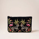 Wild Zebra Palm Everyday Pouch - Charcoal