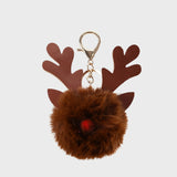 Reindeer Pom Bag Charm - Brown