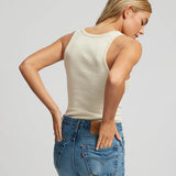 Organic Rib Tank Top - Ivory White