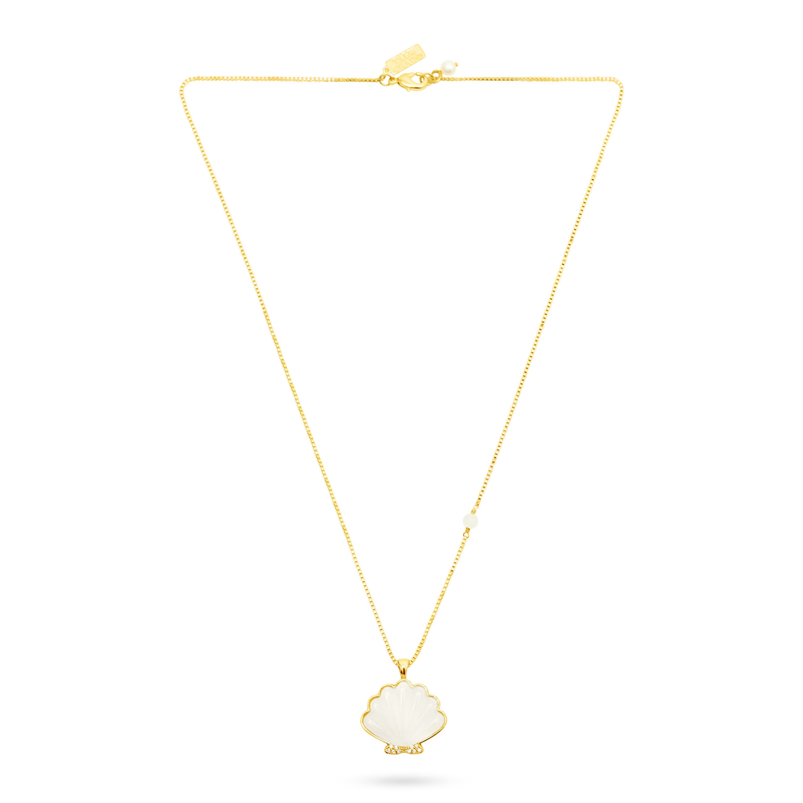 Shell Pendant Necklace - White Jade