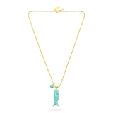 Happy Fish Pendant Necklace - Turquoise