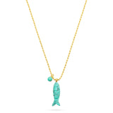 Happy Fish Pendant Necklace - Turquoise