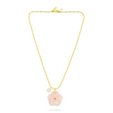 Flower Pendant Necklace - Rose Quartz