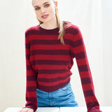 Stripe Crew Jumper - Burgundy/Red