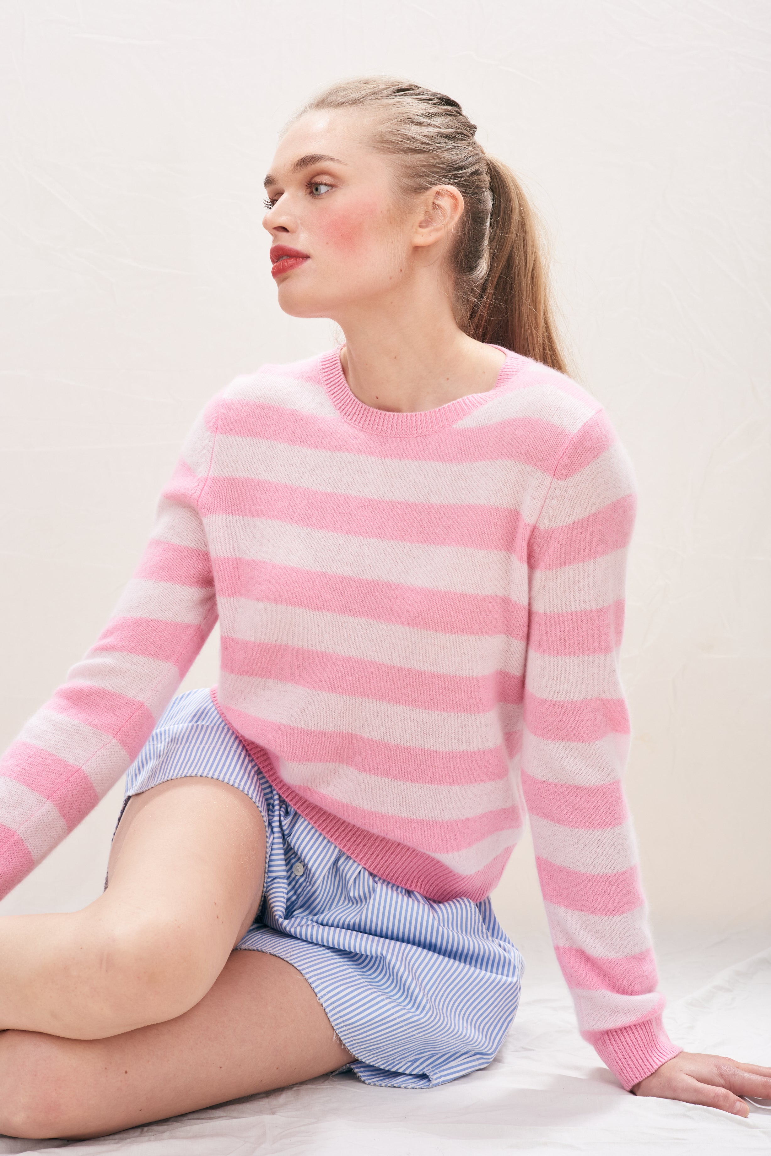 Stripe Crew Jumper - Candy/Sakura