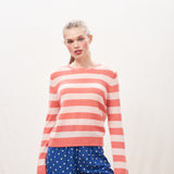 Stripe Crew Jumper - Cerise/Powder Puff