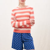 Stripe Crew Jumper - Cerise/Powder Puff