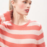 Stripe Crew Jumper - Cerise/Powder Puff