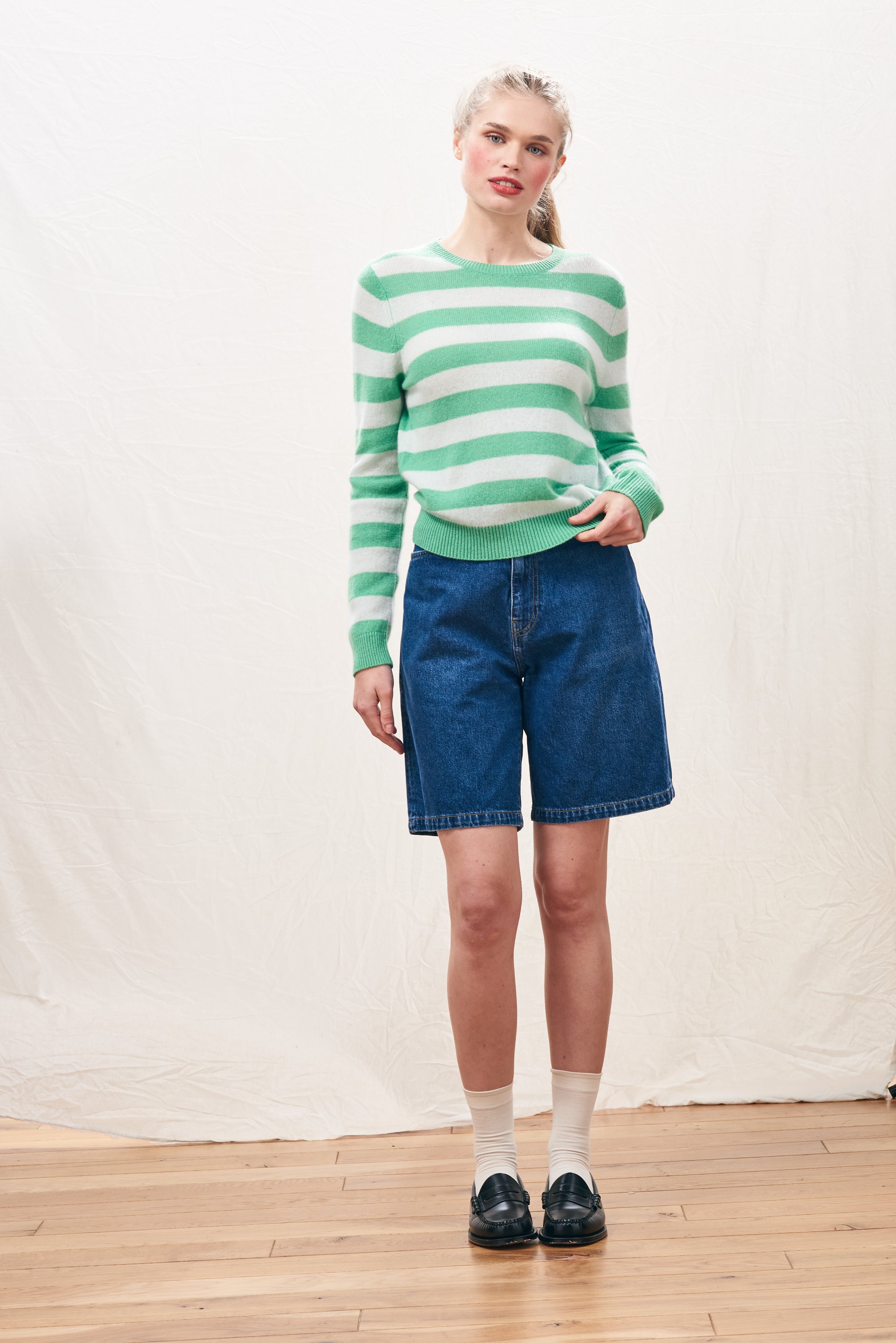 Stripe Crew Jumper - Fresh Green/Noor