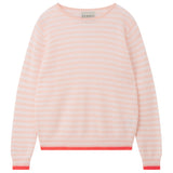 Tipped Little Stripe Crew Jumper - Powder/Lily/Cerise