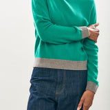 Contrast Crew Jumper - Emerald/Vapor