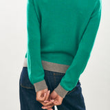 Contrast Crew Jumper - Emerald/Vapor