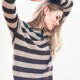 Gradient Stripe Crew Jumper - Lt Brown/Pluto