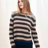 Gradient Stripe Crew Jumper - Lt Brown/Pluto