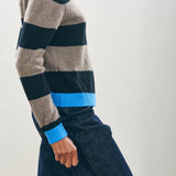 Contrast Stripe Crew Jumper - Black/Vapor/Sky