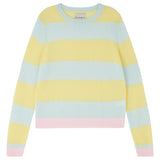 Contrast Stripe Crew Jumper - Pale Green/Lemon