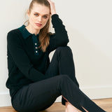 Contrast Polo Jumper - Black