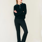 Contrast Polo Jumper - Black
