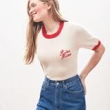 Kiss Kiss Ringer T-Shirt - Jasmine/Rose