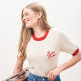 Kiss Kiss Ringer T-Shirt - Jasmine/Rose