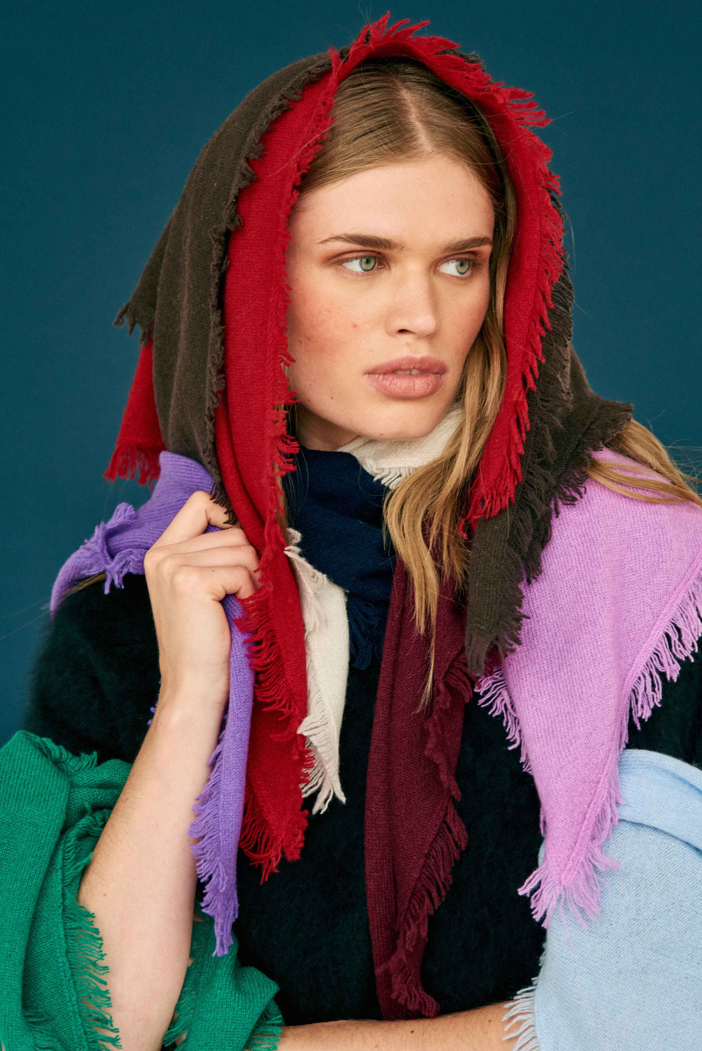 Distressed Triangle Scarf - Dull Red