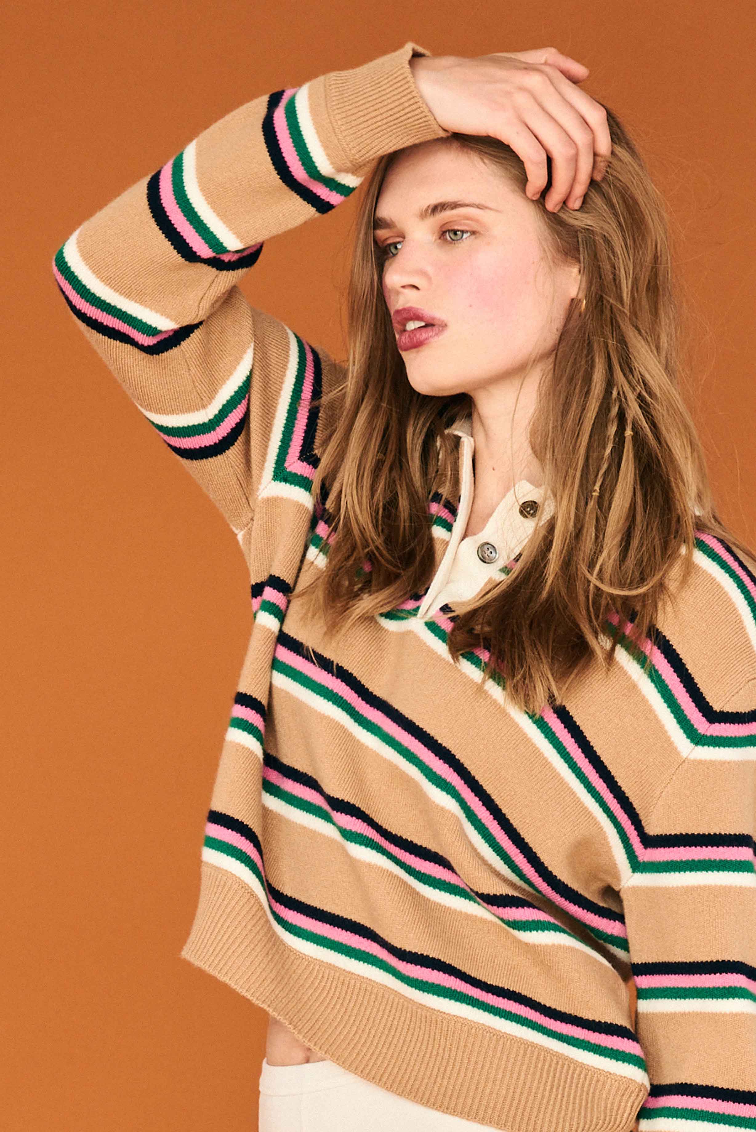 Tipping Stripe Rugby Shirt - Earth Yellow/Multi