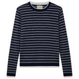 Stripe Double Trim Crew - Navy/Grey/White