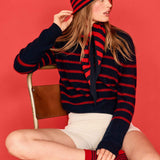 Stripe Triangle Scarf - Navy/Red