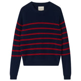 Reverse Stripe Crew - Navy/Scarlet