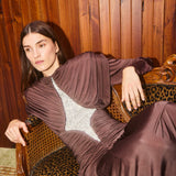 Silvio Ruched Midi Dress - Chocolate