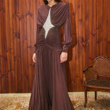 Silvio Ruched Midi Dress - Chocolate