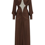 Silvio Ruched Midi Dress - Chocolate