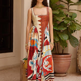 Michelle Square Neck Midi Dress - Multi