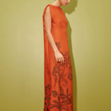 Monkey Dance Silk Dress - Rust