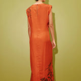 Monkey Dance Silk Dress - Rust