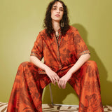Monkey Dance Silk Trousers - Rust