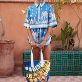 Acacia Cropped Shirt - Blue