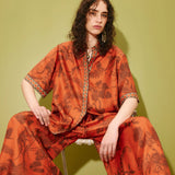 Monkey Dance Silk Shirt - Rust