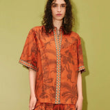 Monkey Dance Silk Shirt - Rust