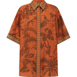 Monkey Dance Silk Shirt - Rust
