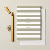 Happy Birthday Stripes Card - Olive