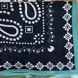 Bandana Square Neck Scarf - Black Forest/Mint