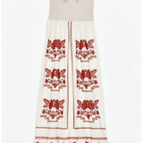 Carmi Emb Dress - Ecru/Red