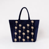 Gold Palm Tote Bag - Navy